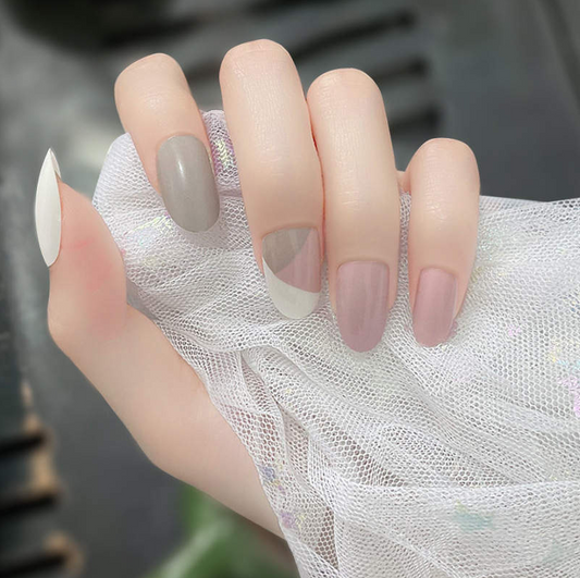 Gray, White, Skin mix Nail