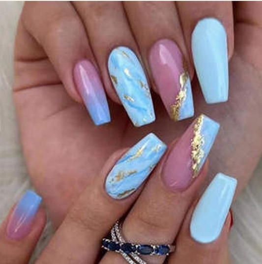 Sky Blue Coffin Nails
